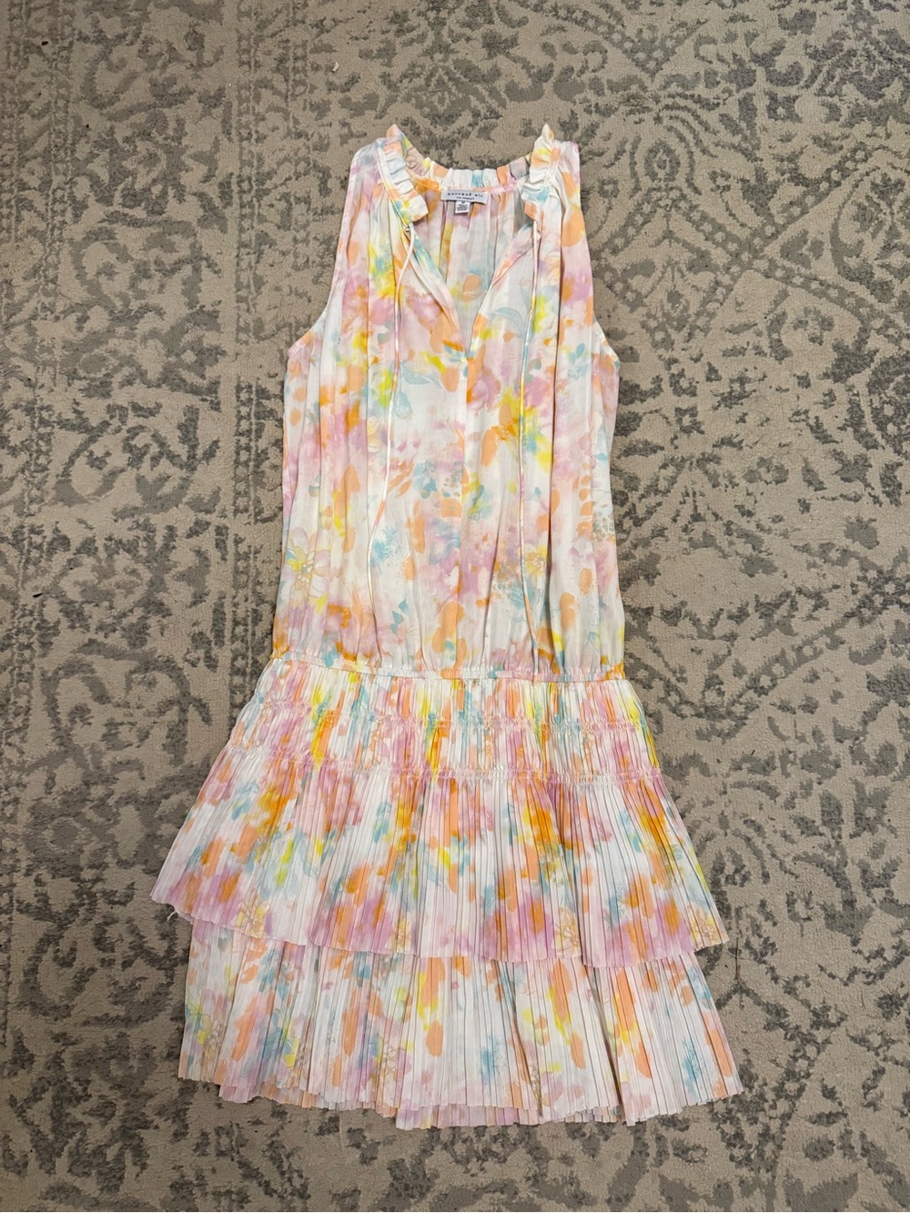Current Air Sleeveless Pastel Floral Tiered Dress